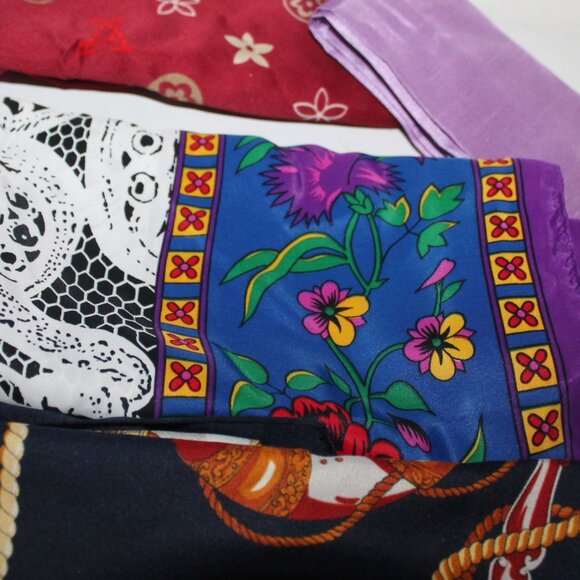 6 Silk Some Hand Rolled Vibrant Designer Look Scarfs Scarves - Picture 4 of 13